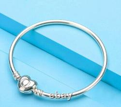 Authentic Pandora Bangle Bracelet Heart Clasp #596268 Love Gift