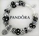 Authentic Pandora Bracelet Black Heart Love Flower Gift New European Charms