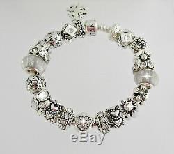 Authentic Pandora Charm Bracelet with Love Heart Gift Silver European Charms
