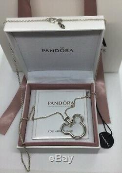 Authentic Pandora Disney Mickey Floating Locket Necklace 29.5inch FREE GIFT BOX