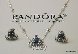 Authentic Pandora Disney Pumpkin Coach Collier Necklace Earrings Gift Set Box