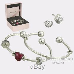 Authentic Pandora Silver Be Mine Bangle Gift Set B800775-2 Valentine's Day 2018