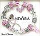 Authentic Pandora Silver Bracelet MOM Pink Heart Family European Charms New Gift