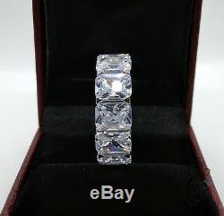 Awesome 8MM Emerald Cut Fully Eternity Wedding Band Ring 925 Silver Party Gift