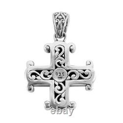 BALI LEGACY 925 Sterling Silver Natural White Topaz Cross Pendant Jewelry Gift