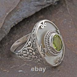 BALI LEGACY 925 Sterling Silver Peridot Promise Ring Jewelry Gift Size 5 Ct 3.3