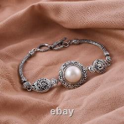 BALI LEGACY Bracelet 925 Sterling Silver Mabe Pearl Size 7.5 Boho Gifts Jewelry