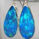 BIG Sterling Silver Natural Inlay Australian Opal Earrings Jewelry Gift 22ct A76