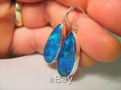 BIG Sterling Silver Natural Inlay Australian Opal Earrings Jewelry Gift 22ct A76