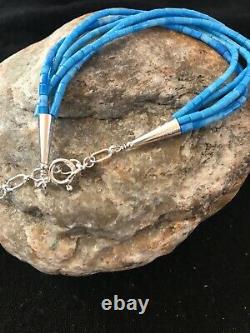 BLUE Denim Lapis Heishi Sterling Silver Bracelet Gift 7 5 St 8605