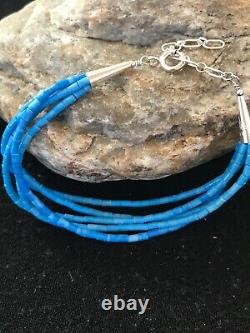 BLUE Denim Lapis Heishi Sterling Silver Bracelet Gift 7 5 St 8605
