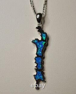 BRANT LAKE NY Opal & STERLING SILVER NECKLACE FREE SHIPPING -GIFT