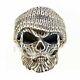 Bearded Skull 925 Sterling Silver biker rider oxidized Men's ring jewelry Gift