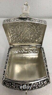 Beautiful 925 Sterling Silver Floral Repoussé Jewellery Treats Box Luxury Gift