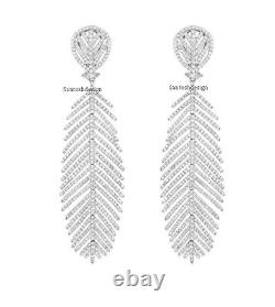 Beautiful Designer Leaf Silver Diamond Earring, Handmade Earring Jewelry, Gift