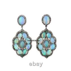 Beautiful Designer Silver Opal Diamond Earring, Handmade Earring Jewelry, Gift