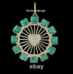 Beautiful Emerald Diamond Heart 925 Sterling Silver Charm Pendant Jewelry, Gift