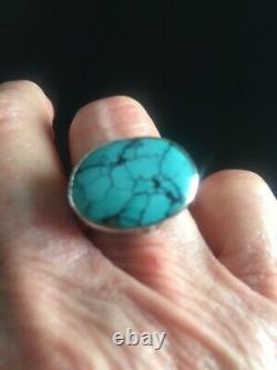 Beautiful Gift! Jes Maharry Size 7 Sterling Silver Ring Large Oval Turquoise