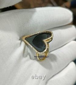 Beautiful Heart Black Onyx Diamond Silver Charm Ring, Handmade Ring Jewelry, Gift