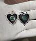 Beautiful Heart Silver Black Oynx Diamond Emerald Charm Pendant Jewelry, Gift
