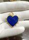 Beautiful Heart Silver Diamond Lapis Lazuli Charm Pendant Handmade Jewelry, Gift
