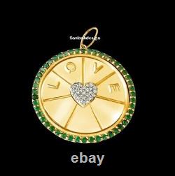 Beautiful LOVE Diamond Emerald 925 Sterling Silver Charm Pendant Jewelry, Gift