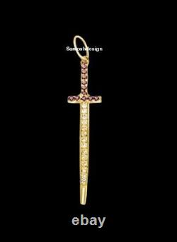 Beautiful Sword Diamond Ruby 925 Sterling Silver Charm Pendant Jewelry, Gift