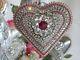BiG cHic viNtage AB RhiNeStoNe JEWELRY piNk HEART Valentine's Ornament hANdmAde