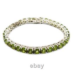 Birthday Gift 925 Sterling Silver Natural Peridot Gemstone Bracelet Jewelry K57