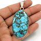 Birthday Gift Turquoise Gemstone Boho Pendant 925 Sterling Silver Jewelry Gift