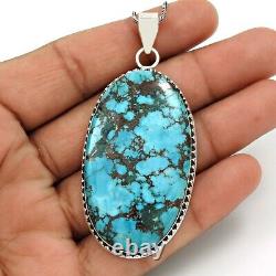 Birthday Gift Turquoise Gemstone Boho Pendant 925 Sterling Silver Jewelry Gift