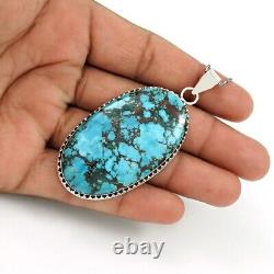 Birthday Gift Turquoise Gemstone Boho Pendant 925 Sterling Silver Jewelry Gift