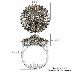 Blue Diamond Platinum Rhodium Over 925 Silver Red Cluster Ring Size 10 Ct 1 Gift