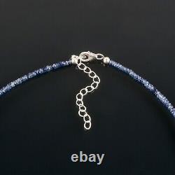 Blue Sapphire 925 Sterling Silver Choker Necklace Women Jewelry Girlfriend Gift