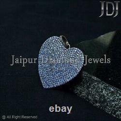 Blue Sapphire Heart Pendant 925 Solid Silver Gemstone Love Jewelry Women's Gift