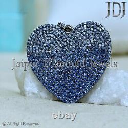 Blue Sapphire Heart Pendant 925 Solid Silver Gemstone Love Jewelry Women's Gift