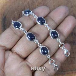 Blue Sunstone Gemstone 925 Sterling Silver Ethnic Handmade Bracelet Jewelry Gift