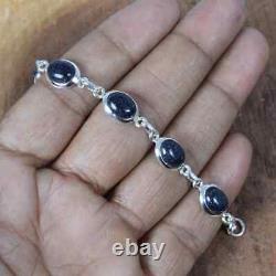 Blue Sunstone Gemstone 925 Sterling Silver Ethnic Handmade Bracelet Jewelry Gift