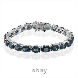 Blue Topaz 925 Sterling Silver Tennis Bracelet 7.25'' Jewelry Gift 27.4 Ct -ST