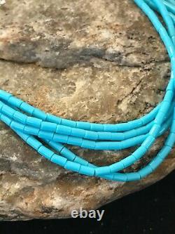 Blue Turquoise Heishi Sterling Silver Bracelet Gift 7 5 St 8604