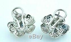 Blue White Flower Stud Earrings Cluster 925 Sterling Silver Party Jewelry Gift