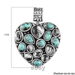 Boho Handmade 925 Sterling Silver White Buffalo Heart Pendant Jewelry Gift Ct 10