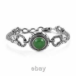 Bracelet 925 Sterling Silver Jade Toggle Clasp Jewelry Gifts Size 7.5'' Ct 10
