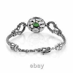 Bracelet 925 Sterling Silver Jade Toggle Clasp Jewelry Gifts Size 7.5'' Ct 10