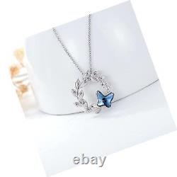 Butterfly Crystal Pendant Necklace 925 Sterling Silver Butterfly Jewelry Gifts