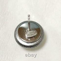 CHANEL ACCESSORY Earrings Silver Gray CC Mark Round AUTHENTIC GIFT USED