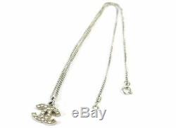CHANEL CC Logo Silver Chain Pendant Choker Necklace Jewelry Gift Auth