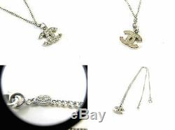 CHANEL CC Logo Silver Chain Pendant Choker Necklace Jewelry Gift Auth