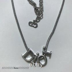 CHRISTIAN DIOR Necklace Pendant Chain AUTH Logo Silver CD Kawaii Gift F/S SN7