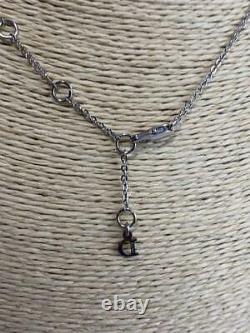 CHRISTIAN DIOR Necklace Pendant Chain AUTH Logo Silver Color CD Gift F/S SN5